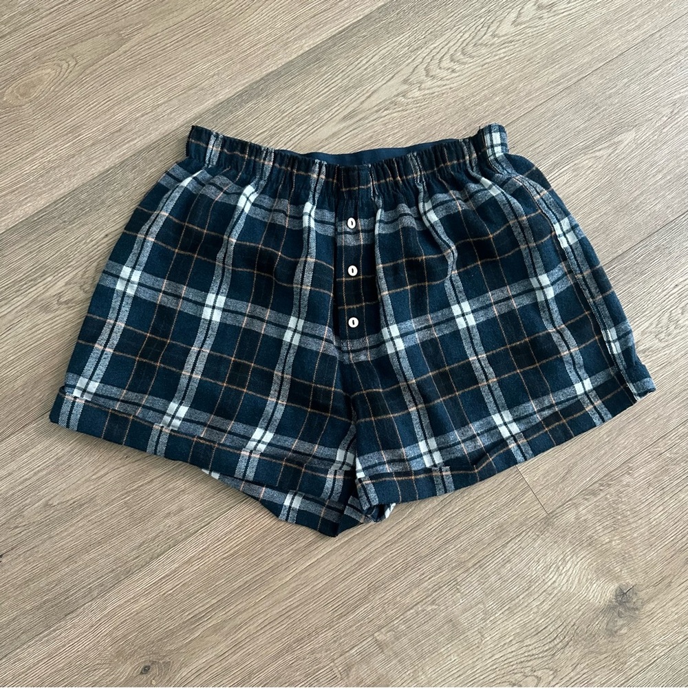 Free People Blue Plaid Women Shorts - Picture 3 of 7